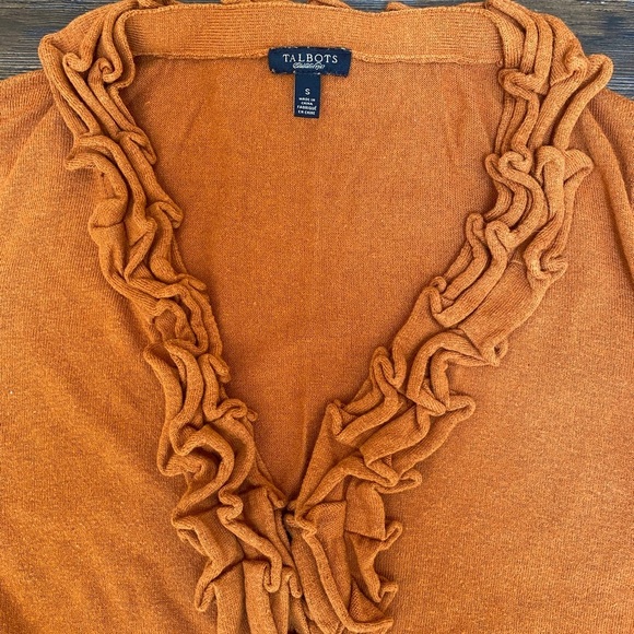 Talbots V-neck Ruffled Collar Sweater Cardigan - Picture 3 of 5